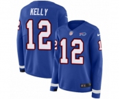 Women Nike Buffalo Bills #12 Jim Kelly Limited Royal Blue Therma Long Sleeve NFL Jersey