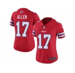 Women Nike Buffalo Bills #17 Josh Allen Red Stitched NFL Limited Rush Jersey