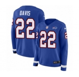 Women Nike Buffalo Bills #22 Vontae Davis Limited Royal Blue Therma Long Sleeve NFL Jersey