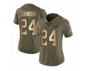 Women Nike Buffalo Bills #24 Leonard Johnson Limited Olive Gold 2017 Salute to Service NFL Jersey
