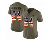Women Nike Buffalo Bills #24 Leonard Johnson Limited Olive USA Flag 2017 Salute to Service NFL Jersey