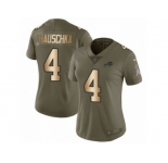 Women Nike Buffalo Bills #4 Stephen Hauschka Limited Olive Gold 2017 Salute to Service NFL Jersey