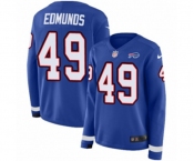 Women Nike Buffalo Bills #49 Tremaine Edmunds Limited Royal Blue Therma Long Sleeve NFL Jersey