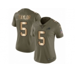 Women Nike Buffalo Bills #5 Tyrod Taylor Limited Olive Gold 2017 Salute to Service NFL Jersey