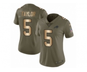 Women Nike Buffalo Bills #5 Tyrod Taylor Limited Olive Gold 2017 Salute to Service NFL Jersey