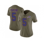 Women Nike Buffalo Bills #5 Tyrod Taylor Olive Stitched NFL Limited 2017 Salute to Service Jersey