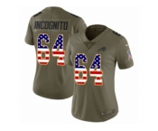 Women Nike Buffalo Bills #64 Richie Incognito Limited Olive USA Flag 2017 Salute to Service NFL Jersey