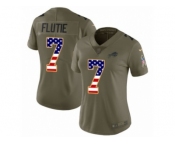 Women Nike Buffalo Bills #7 Doug Flutie Limited Olive USA Flag 2017 Salute to Service NFL Jersey
