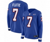 Women Nike Buffalo Bills #7 Doug Flutie Limited Royal Blue Therma Long Sleeve NFL Jersey