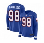 Women Nike Buffalo Bills #98 Star Lotulelei Limited Royal Blue Therma Long Sleeve NFL Jersey