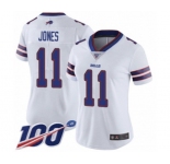 Women's Buffalo Bills #11 Zay Jones White Vapor Untouchable Limited Player 100th Season Football Jersey