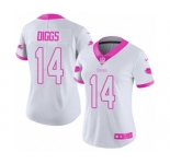 Women's Buffalo Bills #14 Stefon Diggs White Pink Color Rush Fashion NFL Nike Limited Jersey