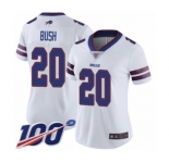 Women's Buffalo Bills #20 Rafael Bush White Vapor Untouchable Limited Player 100th Season Football Jersey
