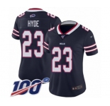 Women's Buffalo Bills #23 Micah Hyde Limited Navy Blue Inverted Legend 100th Season Football Jersey