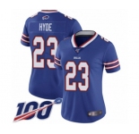 Women's Buffalo Bills #23 Micah Hyde Royal Blue Team Color Vapor Untouchable Limited Player 100th Season Football Jersey