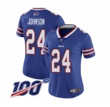 Women's Buffalo Bills #24 Taron Johnson Royal Blue Team Color Vapor Untouchable Limited Player 100th Season Football Jersey