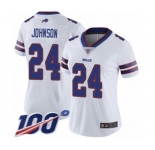 Women's Buffalo Bills #24 Taron Johnson White Vapor Untouchable Limited Player 100th Season Football Jersey