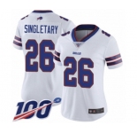 Women's Buffalo Bills #26 Devin Singletary White Vapor Untouchable Limited Player 100th Season Football Jersey