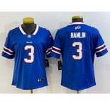Women's Buffalo Bills #3 Damar Hamlin Blue 2022 Vapor Untouchable Stitched NFL Nike Limited Jersey