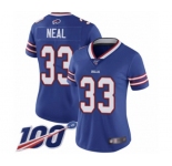 Women's Buffalo Bills #33 Siran Neal Royal Blue Team Color Vapor Untouchable Limited Player 100th Season Football Jersey