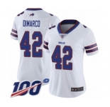 Women's Buffalo Bills #42 Patrick DiMarco White Vapor Untouchable Limited Player 100th Season Football Jersey