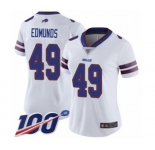Women's Buffalo Bills #49 Tremaine Edmunds White Vapor Untouchable Limited Player 100th Season Football Jersey