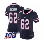 Women's Buffalo Bills #62 Vladimir Ducasse Limited Navy Blue Inverted Legend 100th Season Football Jersey