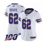Women's Buffalo Bills #62 Vladimir Ducasse White Vapor Untouchable Limited Player 100th Season Football Jersey