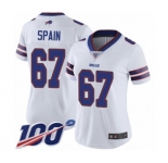 Women's Buffalo Bills #67 Quinton Spain White Vapor Untouchable Limited Player 100th Season Football Jersey