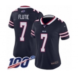 Women's Buffalo Bills #7 Doug Flutie Limited Navy Blue Inverted Legend 100th Season Football Jersey