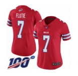Women's Buffalo Bills #7 Doug Flutie Limited Red Rush Vapor Untouchable 100th Season Football Jersey