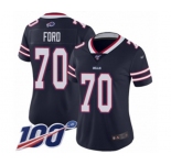 Women's Buffalo Bills #70 Cody Ford Limited Navy Blue Inverted Legend 100th Season Football Jersey