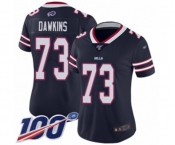 Women's Buffalo Bills #73 Dion Dawkins Limited Navy Blue Inverted Legend 100th Season Football Jersey