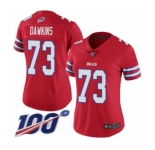 Women's Buffalo Bills #73 Dion Dawkins Limited Red Rush Vapor Untouchable 100th Season Football Jersey