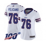 Women's Buffalo Bills #76 Jon Feliciano White Vapor Untouchable Limited Player 100th Season Football Jersey