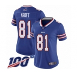 Women's Buffalo Bills #81 Tyler Kroft Royal Blue Team Color Vapor Untouchable Limited Player 100th Season Football Jersey