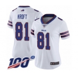 Women's Buffalo Bills #81 Tyler Kroft White Vapor Untouchable Limited Player 100th Season Football Jersey