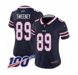 Women's Buffalo Bills #89 Tommy Sweeney Limited Navy Blue Inverted Legend 100th Season Football Jersey
