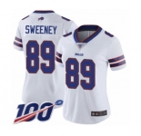 Women's Buffalo Bills #89 Tommy Sweeney White Vapor Untouchable Limited Player 100th Season Football Jersey