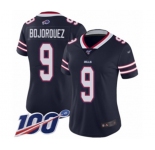 Women's Buffalo Bills #9 Corey Bojorquez Limited Navy Blue Inverted Legend 100th Season Football Jersey