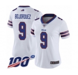 Women's Buffalo Bills #9 Corey Bojorquez White Vapor Untouchable Limited Player 100th Season Football Jersey
