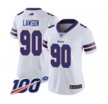 Women's Buffalo Bills #90 Shaq Lawson White Vapor Untouchable Limited Player 100th Season Football Jersey