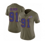 Women's Buffalo Bills #91 Ed Oliver Limited Olive 2017 Salute to Service Football Jersey
