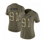 Women's Buffalo Bills #91 Ed Oliver Limited Olive Camo 2017 Salute to Service Football Jersey