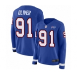 Women's Buffalo Bills #91 Ed Oliver Limited Royal Blue Therma Long Sleeve Football Jersey
