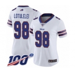 Women's Buffalo Bills #98 Star Lotulelei White Vapor Untouchable Limited Player 100th Season Football Jersey