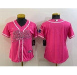 Women's Buffalo Bills Blank Pink With Patch Cool Base Stitched Baseball Jersey
