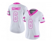 Women's Nike Buffalo Bills #6 Colton Schmidt Limited White Pink Rush Fashion NFL Jersey