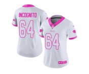 Women's Nike Buffalo Bills #64 Richie Incognito Limited White Pink Rush Fashion NFL Jersey
