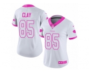 Women's Nike Buffalo Bills #85 Charles Clay Limited White Pink Rush Fashion NFL Jersey
